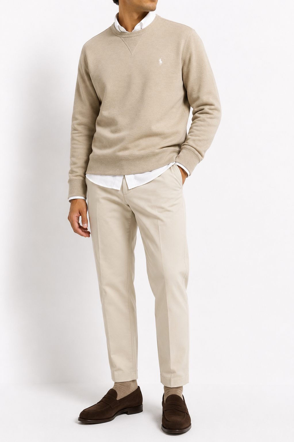 Crewneck Polo Ralph Lauren slim fit bej