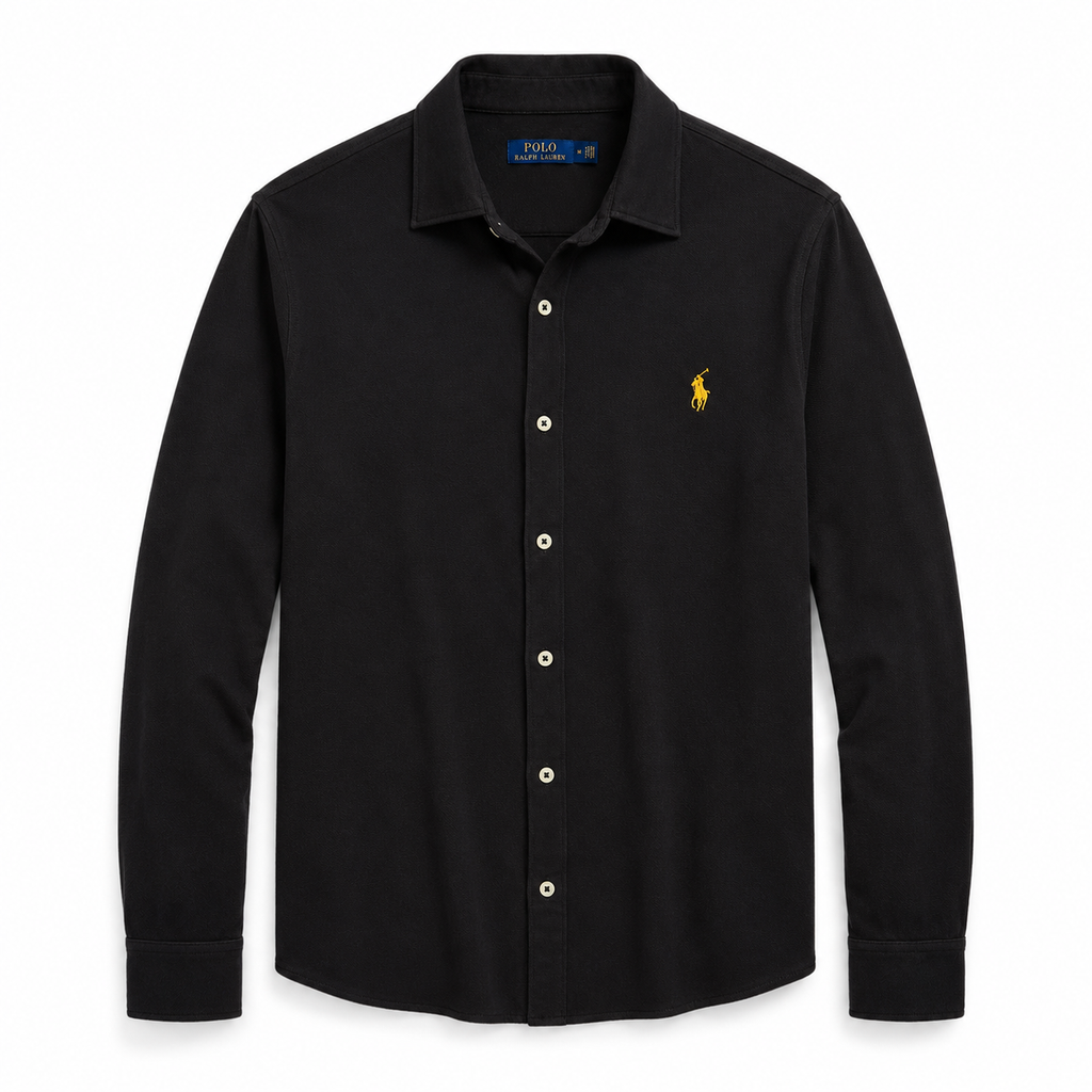 Cămașă Polo Ralph Lauren regular fit / bumbac plin / logo galben / negru