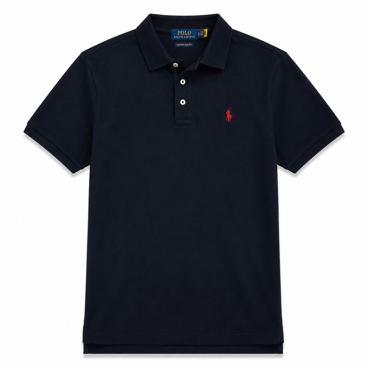 Tricou Polo Ralph Lauren clasic 3 button / custom slim fit / dark navy / logo roșu
