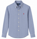 Cămașă Polo Ralph Lauren slim fit / bumbac / logo roșu / dungi albastru deschis / alb
