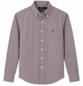 Cămașă Polo Ralph Lauren slim fit / bumbac / dungi maro / alb