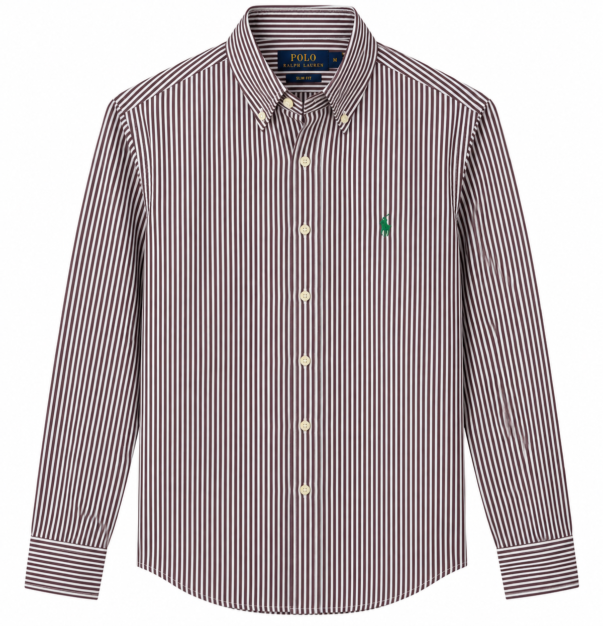 Cămașă Polo Ralph Lauren slim fit / bumbac / dungi maro / alb