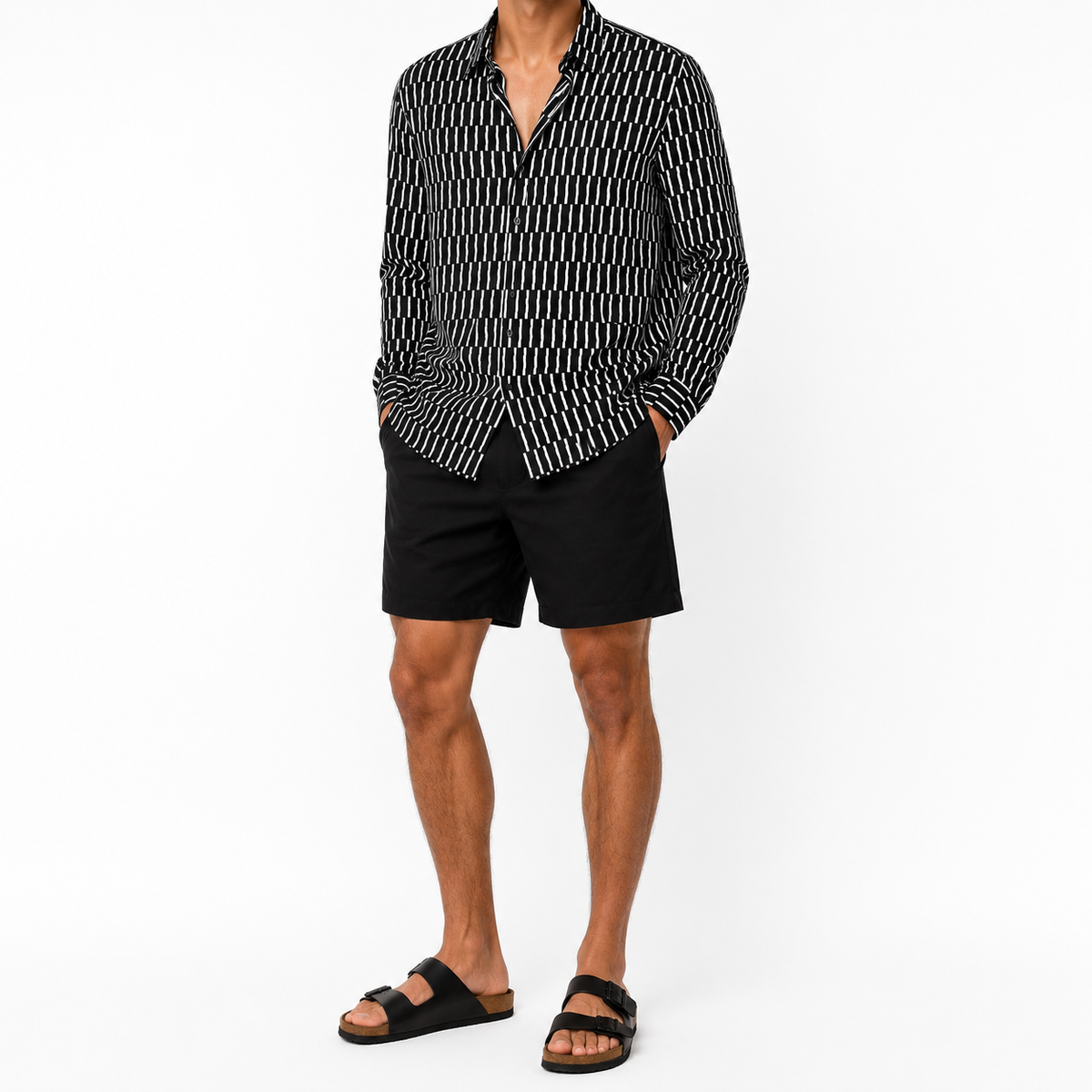 Cămașă premium Hugo / vâscoză / print alb-negru / slim fit