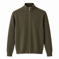 Wool zip sweater in khaki / military green