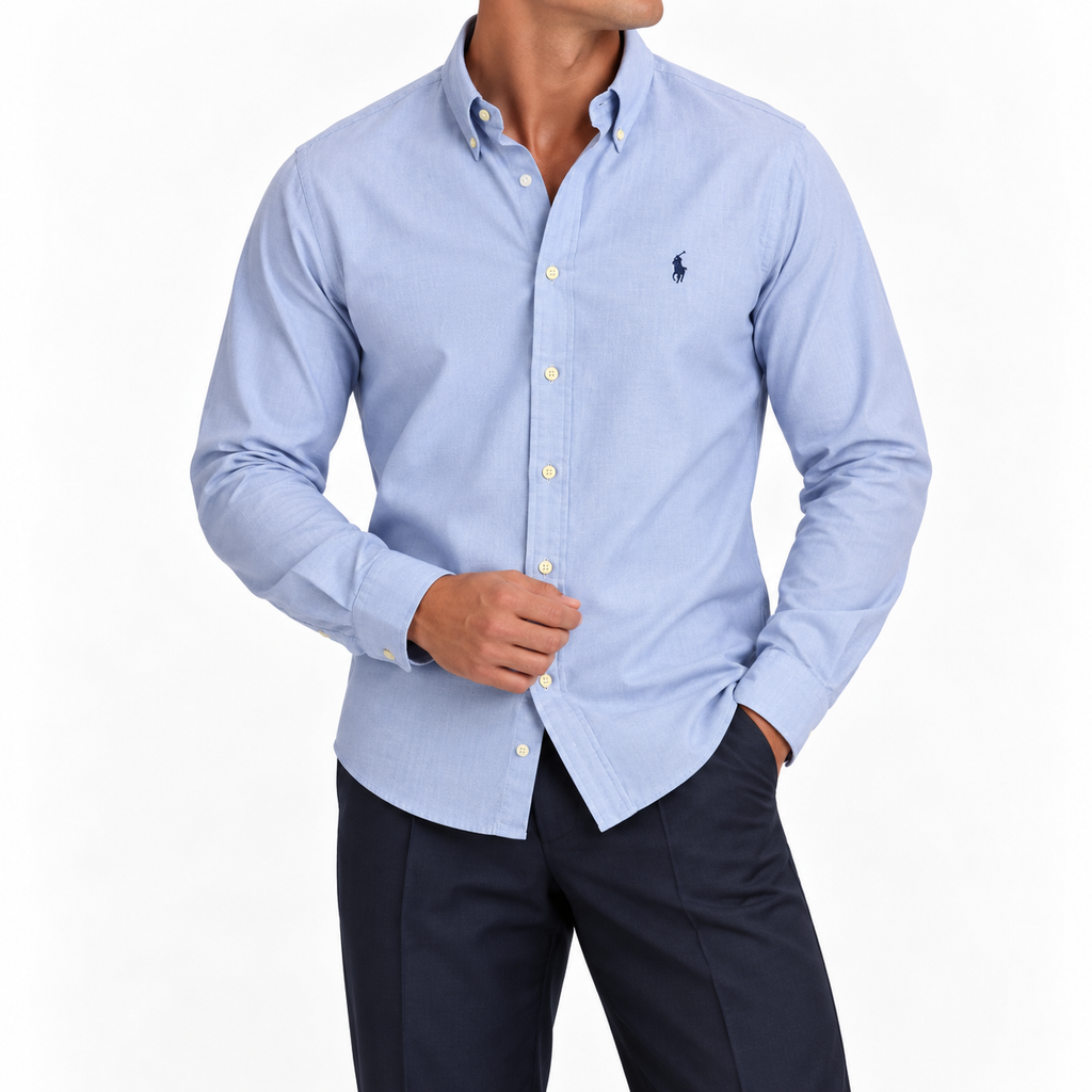 Cămașă Polo Ralph Lauren slim fit / logo albastru / bumbac ușor / albastru deschis