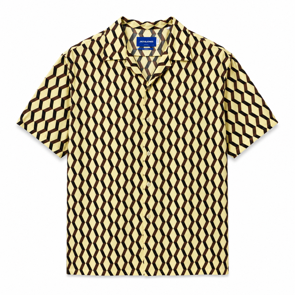 Cămașă Jack&Jones cu print abstract / oversize fit / yellow monogram