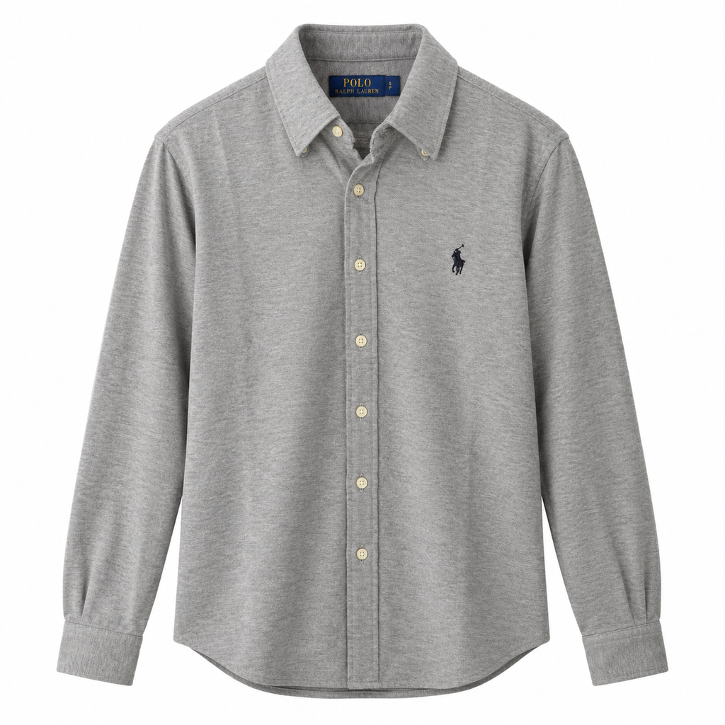 Cămașă Polo Ralph Lauren regular fit / gri / bumbac plin