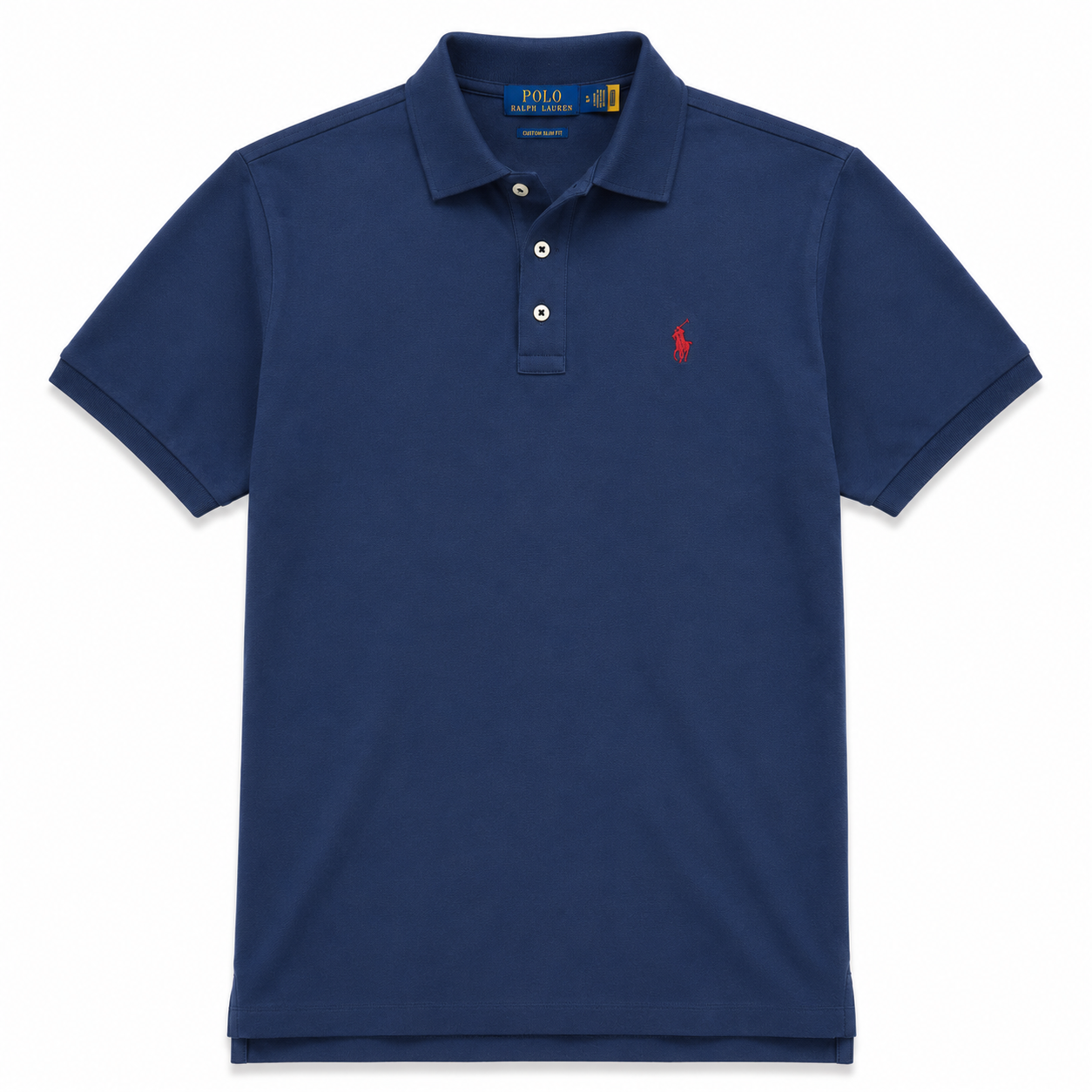Tricou Polo Ralph Lauren clasic 3 button / custom slim fit / light navy / logo roșu