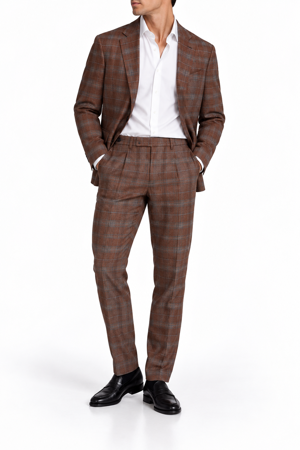 Costum premium WE 100% lână virgină / tartan print / slim fit