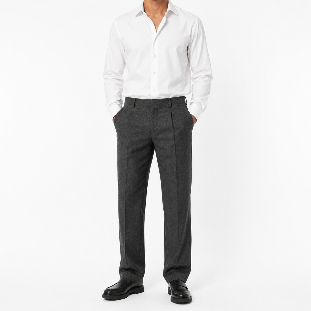 Pantaloni premium Bogner / lâna virgina și cașmir / gri / croi relaxat