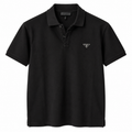 Tricou Prada pique polo / negru / logo metalic