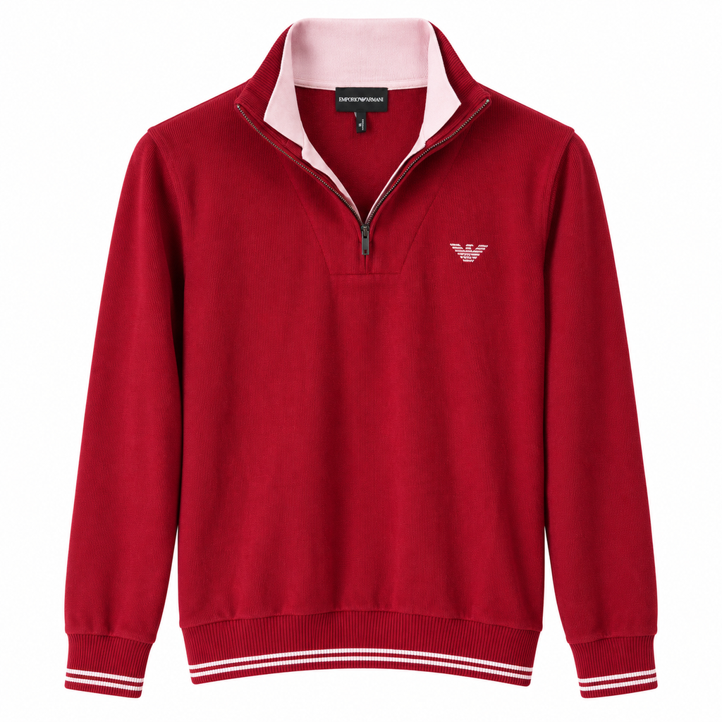 Bluză vintage Emporio Armani / închidere cu fermoar / guler dublu / burgundy