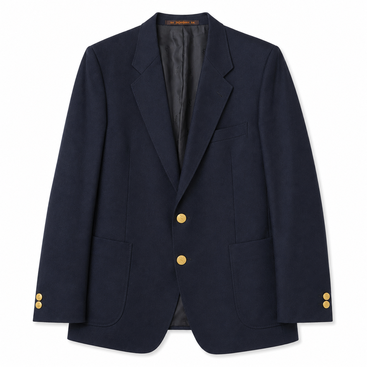 Blazer Yves Saint Laurent / nasturi inscripționați / lână virgină / dark navy / Vintage Designer