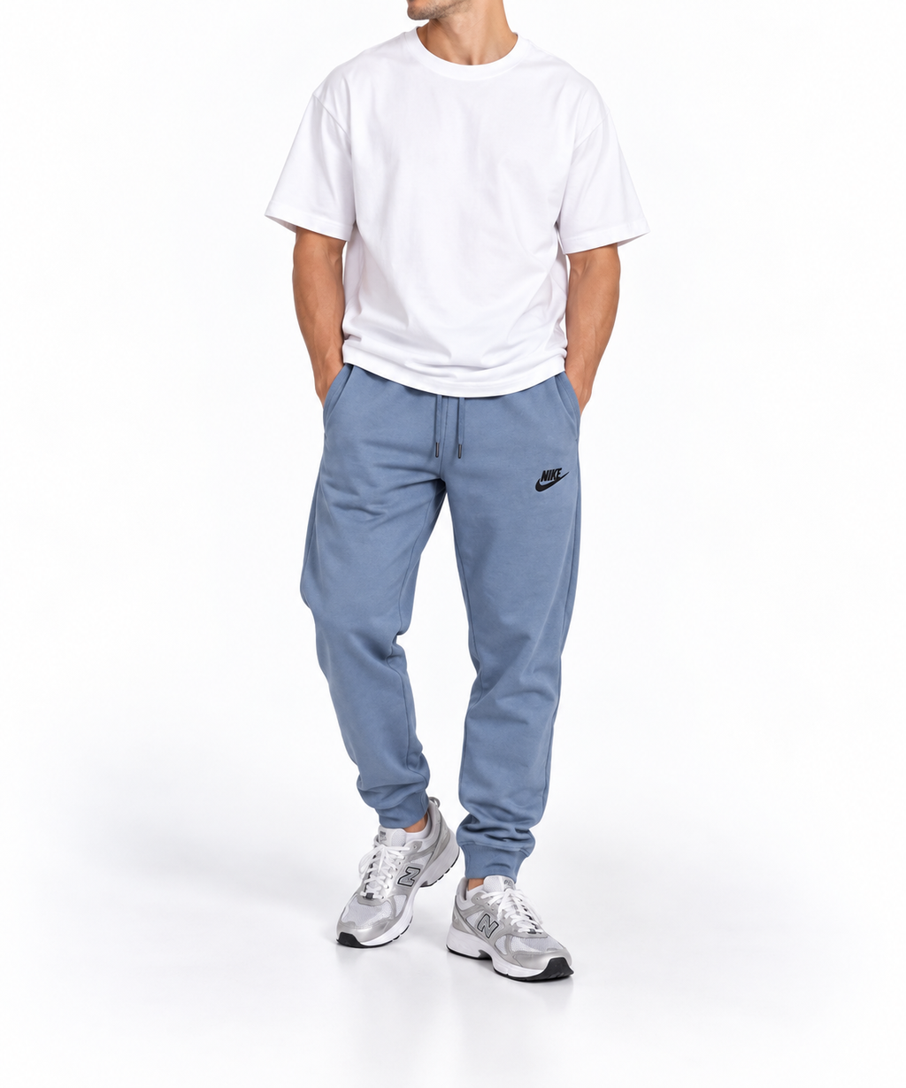 Pantaloni Nike joggers / broderie logo / relaxed fit / baby blue / bumbac