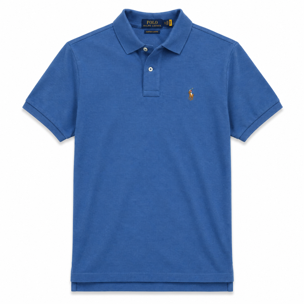 Tricou Polo Ralph Lauren clasic / custom slim fit/ logo multicolor / albastru light