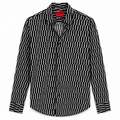 Cămașă premium Hugo / vâscoză / print alb-negru / slim fit