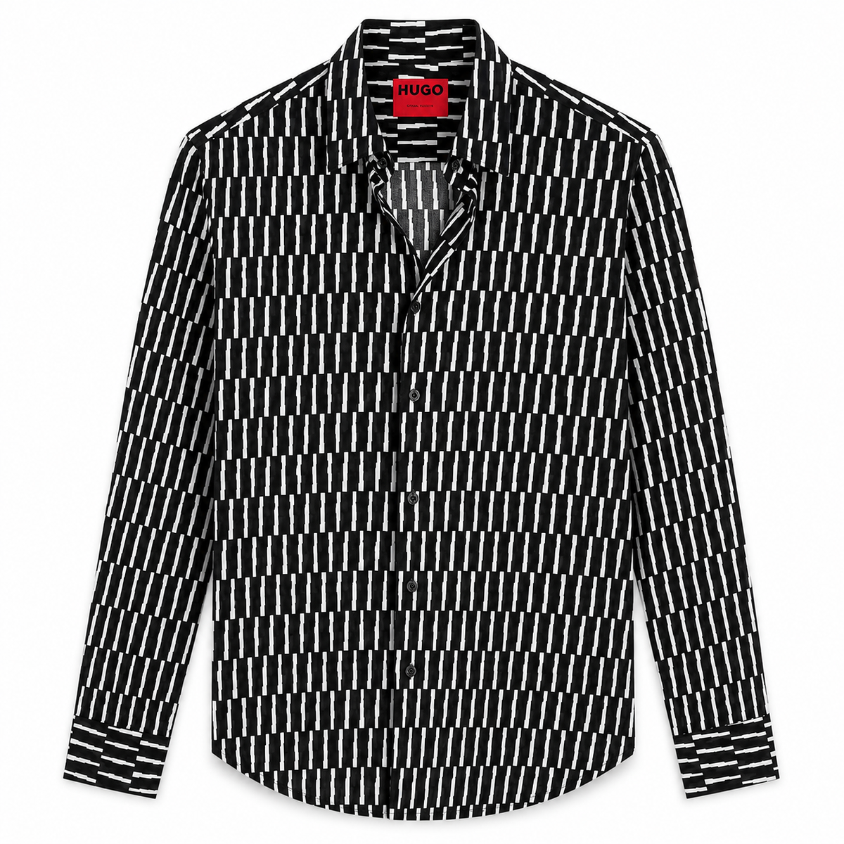Cămașă premium Hugo / vâscoză / print alb-negru / slim fit