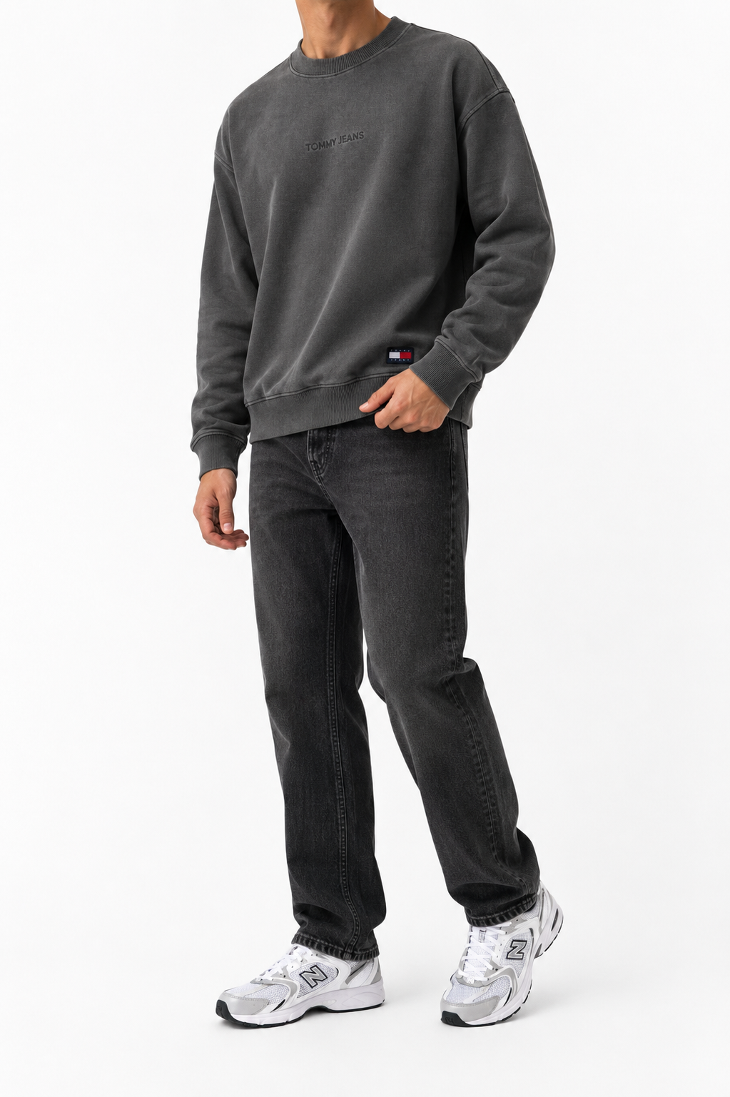 Hanorac premium Tommy Jeans / gri antracit / croi ușor relaxat