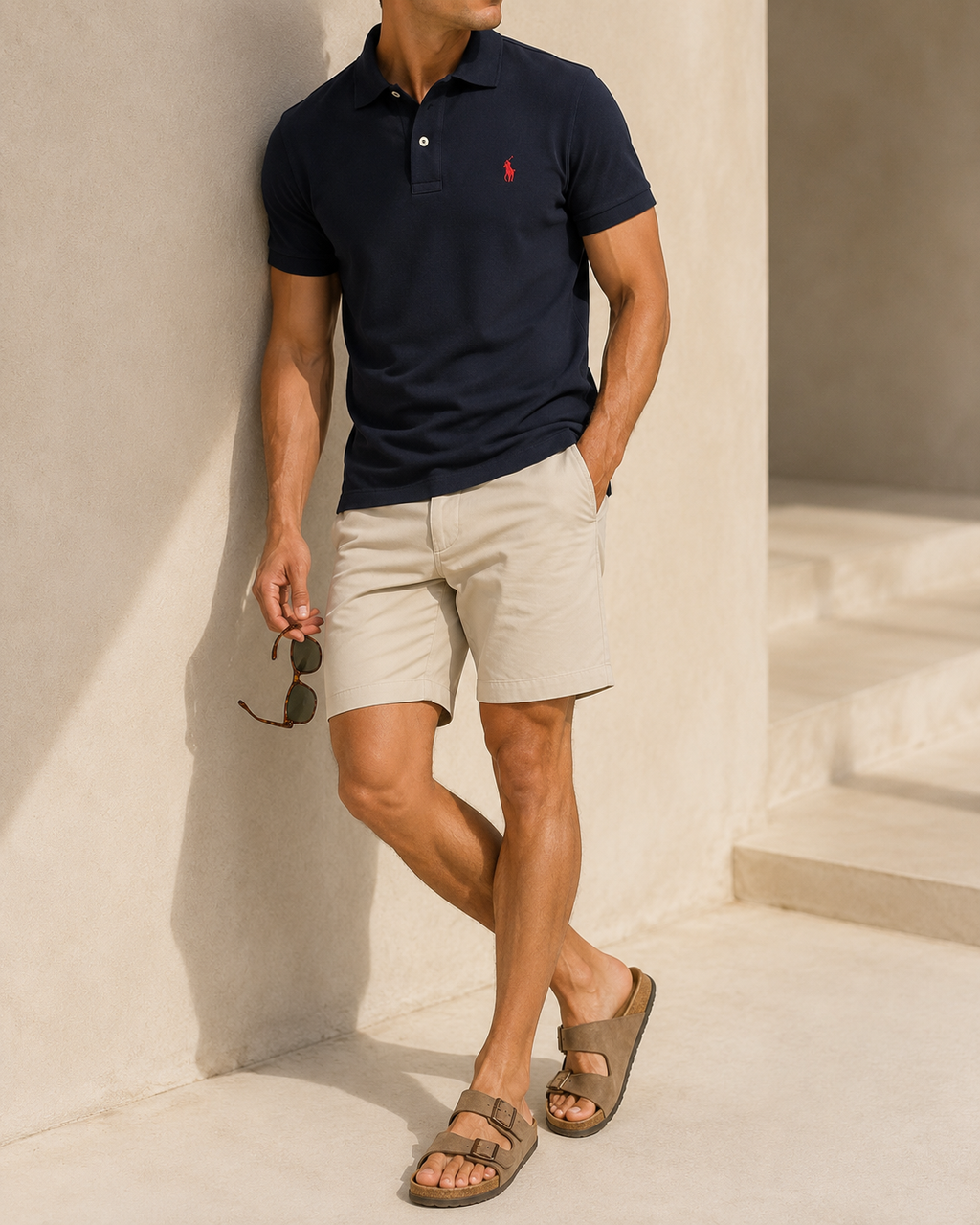 Tricou Polo Ralph Lauren clasic 3 button / custom slim fit / dark navy / logo roșu