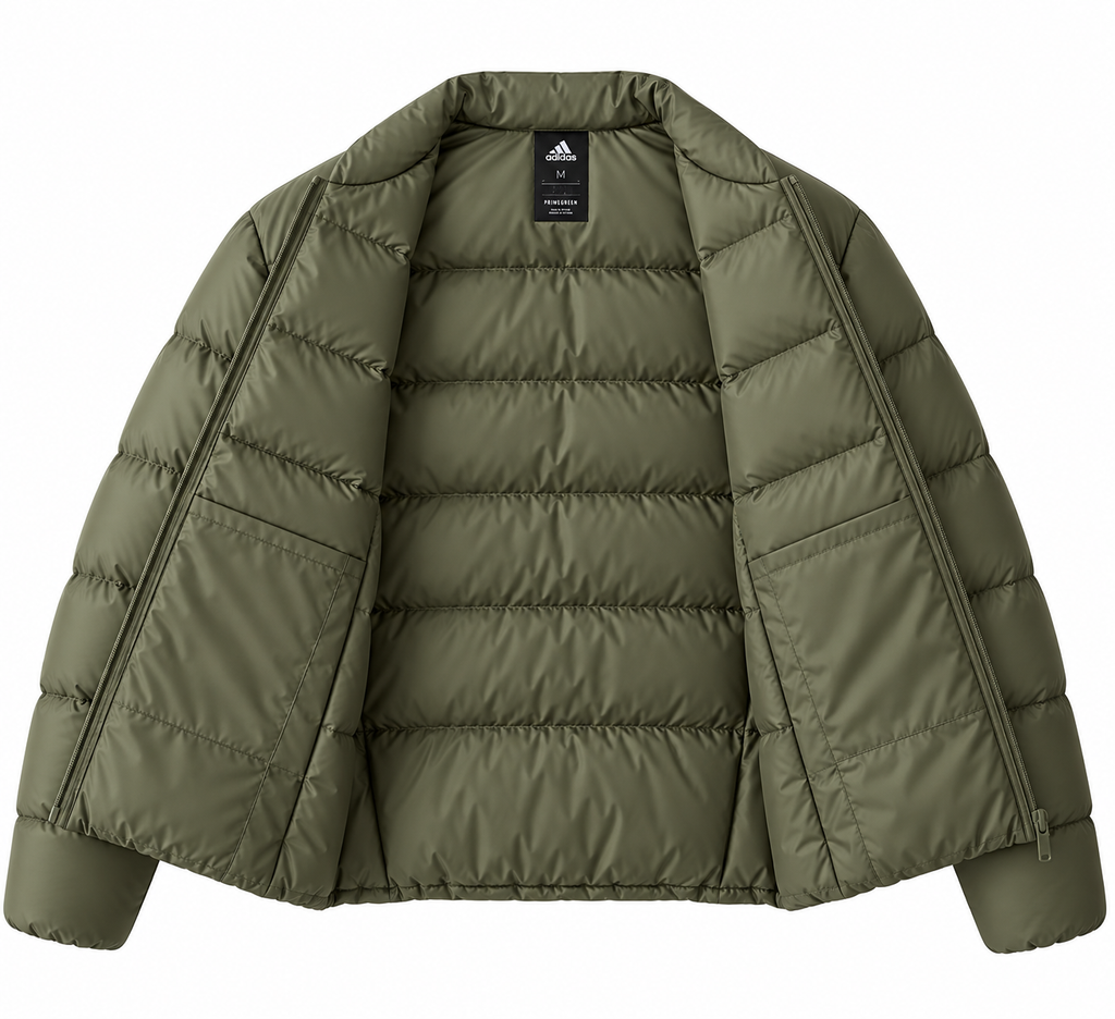 Jacheta Puffer Adidas Performance / logo print / khaki-military green