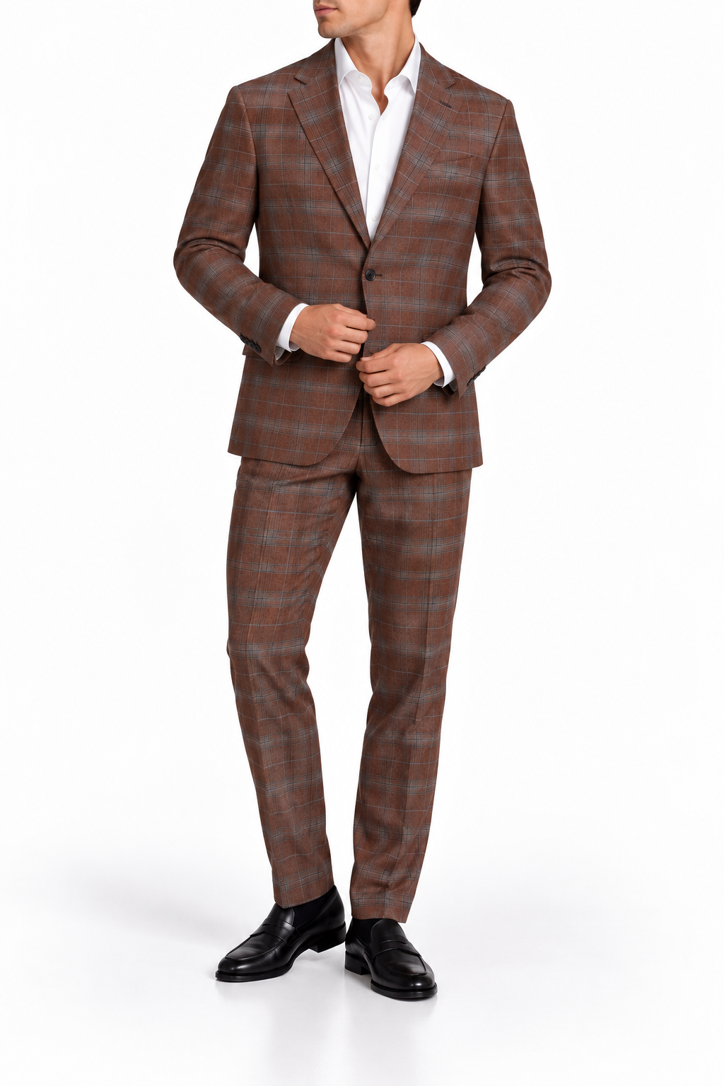 Costum premium WE 100% lână virgină / tartan print / slim fit