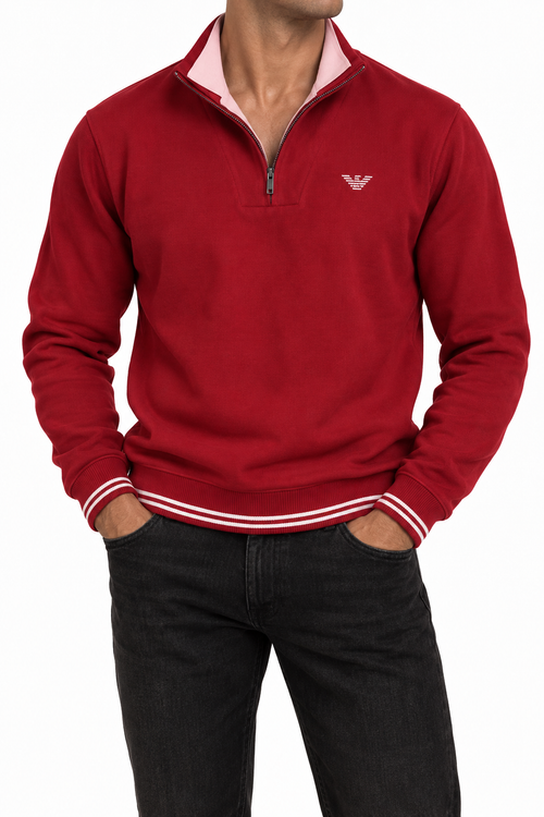 Bluză vintage Emporio Armani / închidere cu fermoar / guler dublu / burgundy