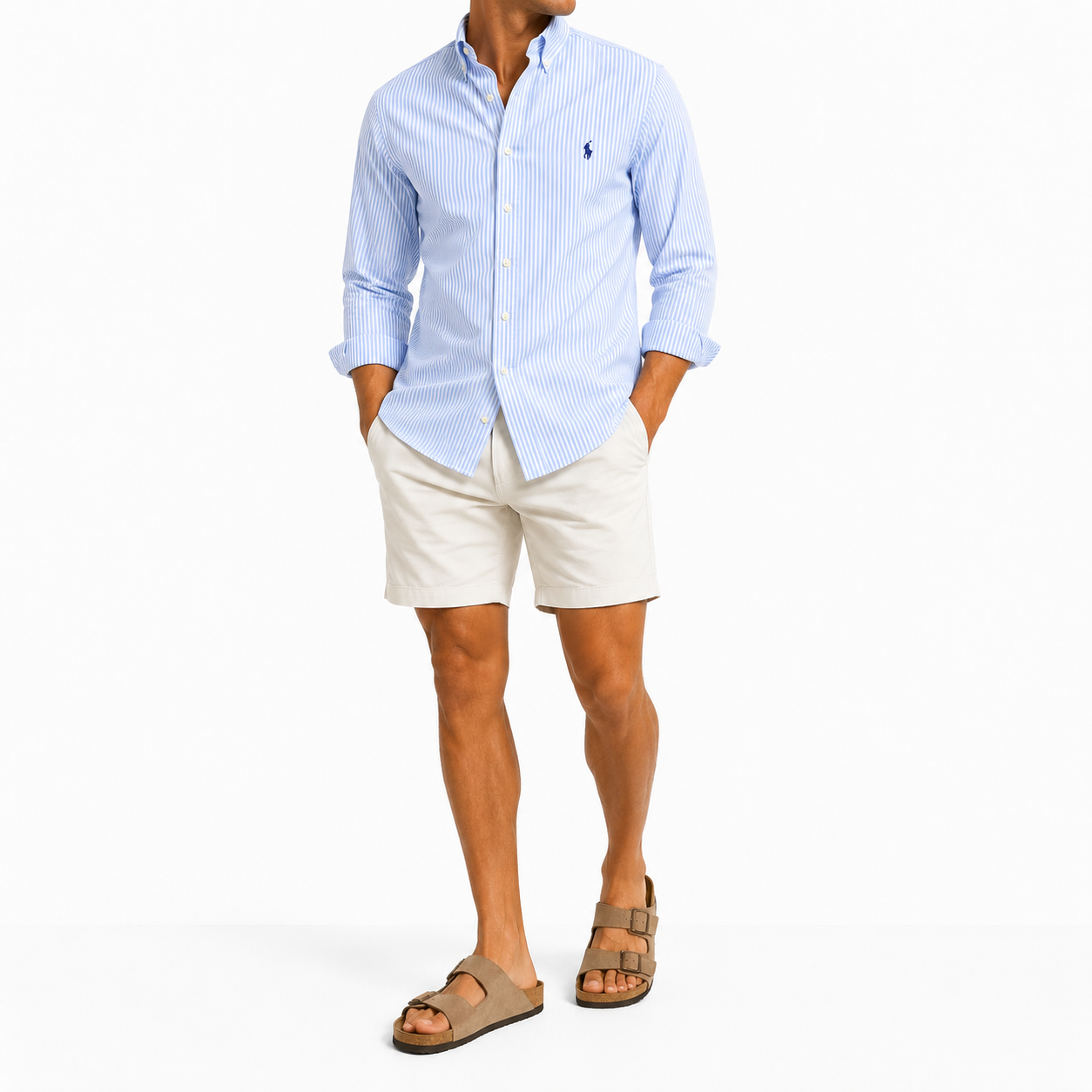 Cămașă Polo Ralph Lauren slim fit / dungi albastru/alb / logo albastru