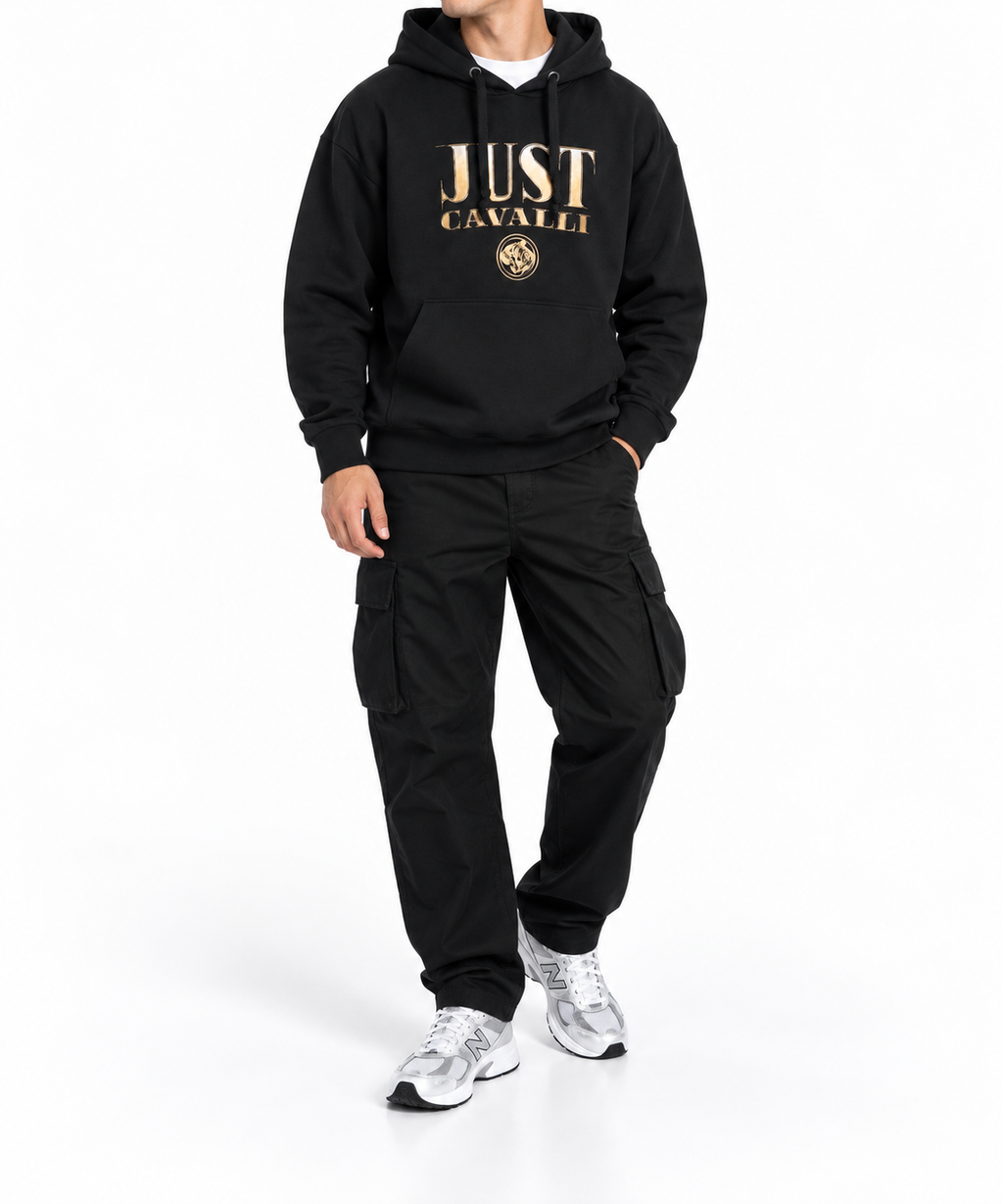 Hanorac Just Cavalli / gama de lux / relaxed fit / logo-print / bumbac