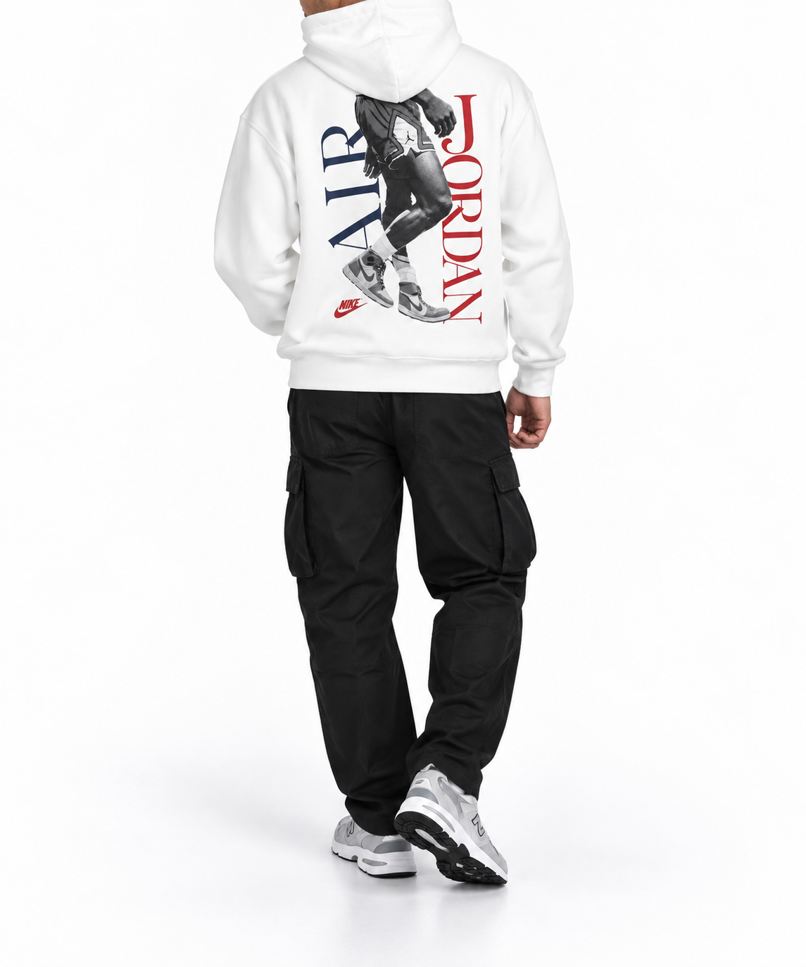 Hanorac Nike Jordan / logo print față-spate / alb
