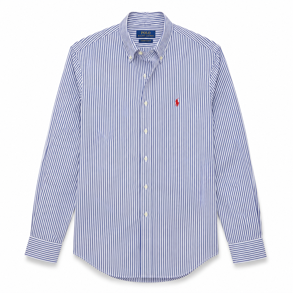 Cămașă Polo Ralph Lauren slim fit / stripped albastru/alb / logo roșu