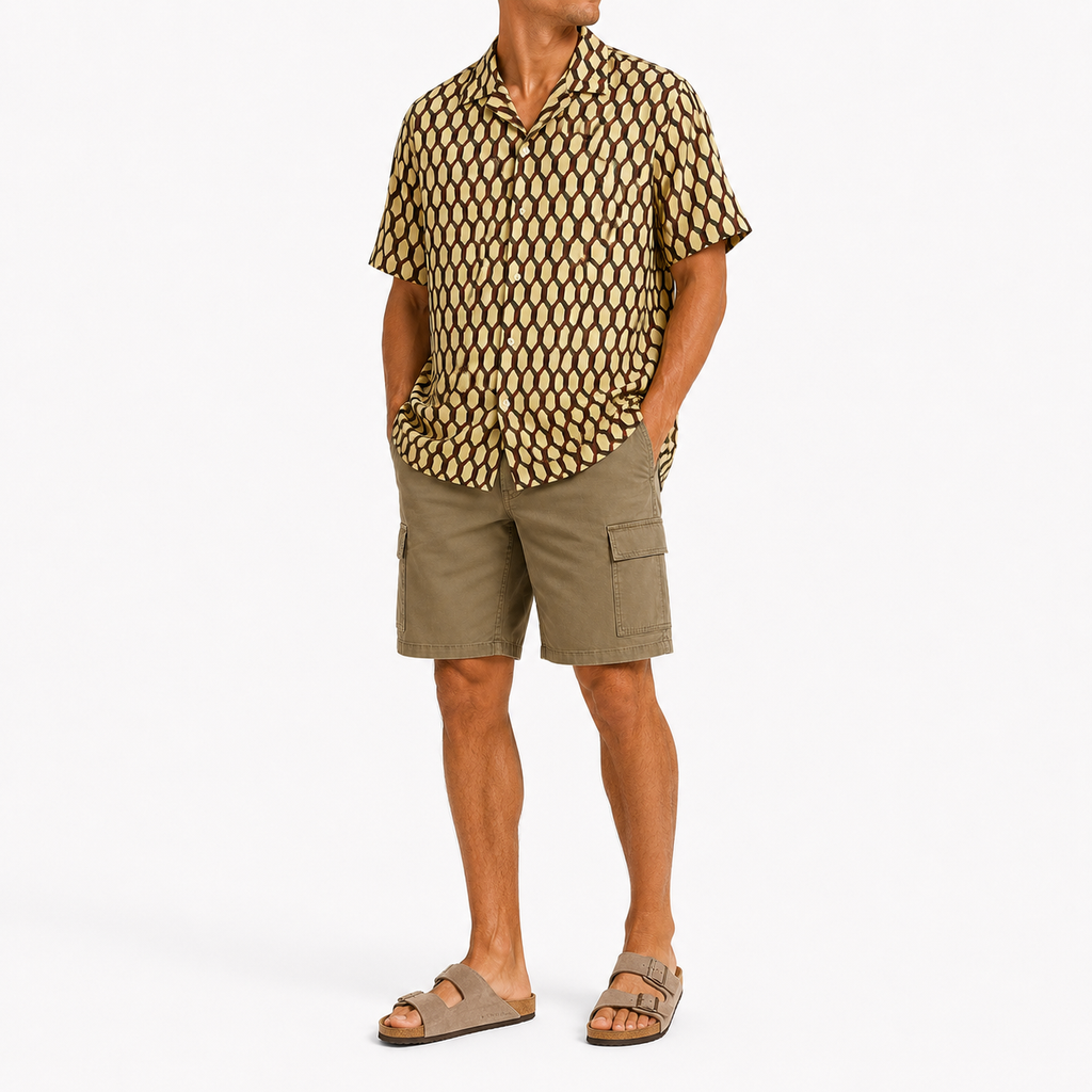 Cămașă Jack&Jones cu print abstract / oversize fit / yellow monogram