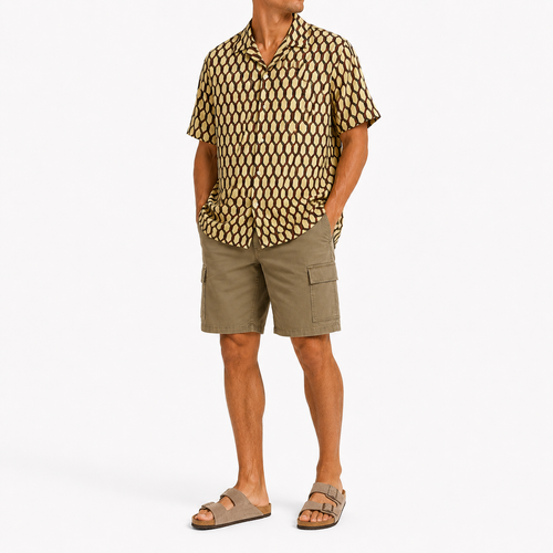 Cămașă Jack&Jones cu print abstract / oversize fit / yellow monogram
