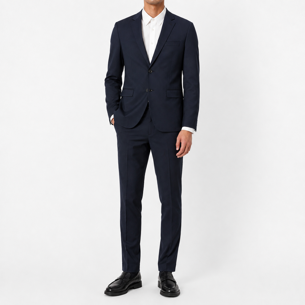 Costum de lux Hugo / 100% virgin wool / stofă subțire / dark navy
