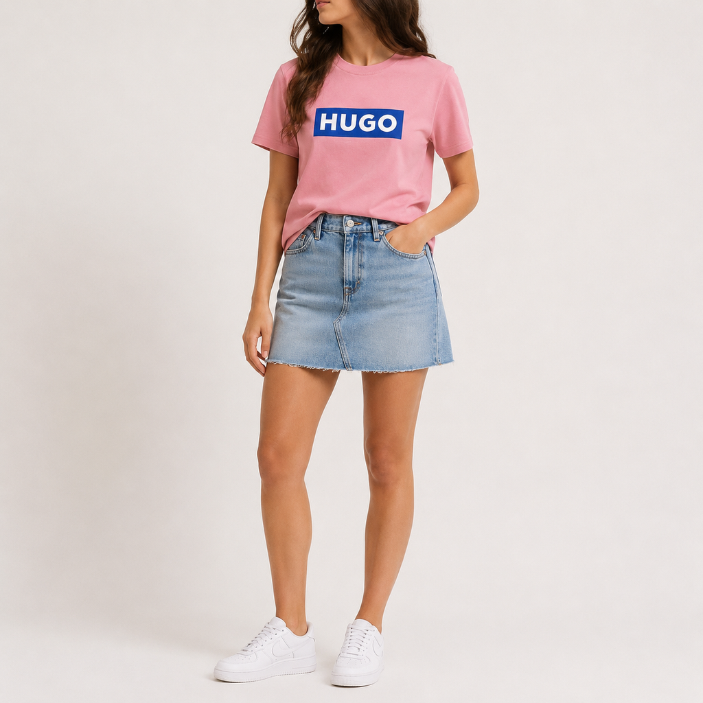 Tricou Hugo / spellout print / roz