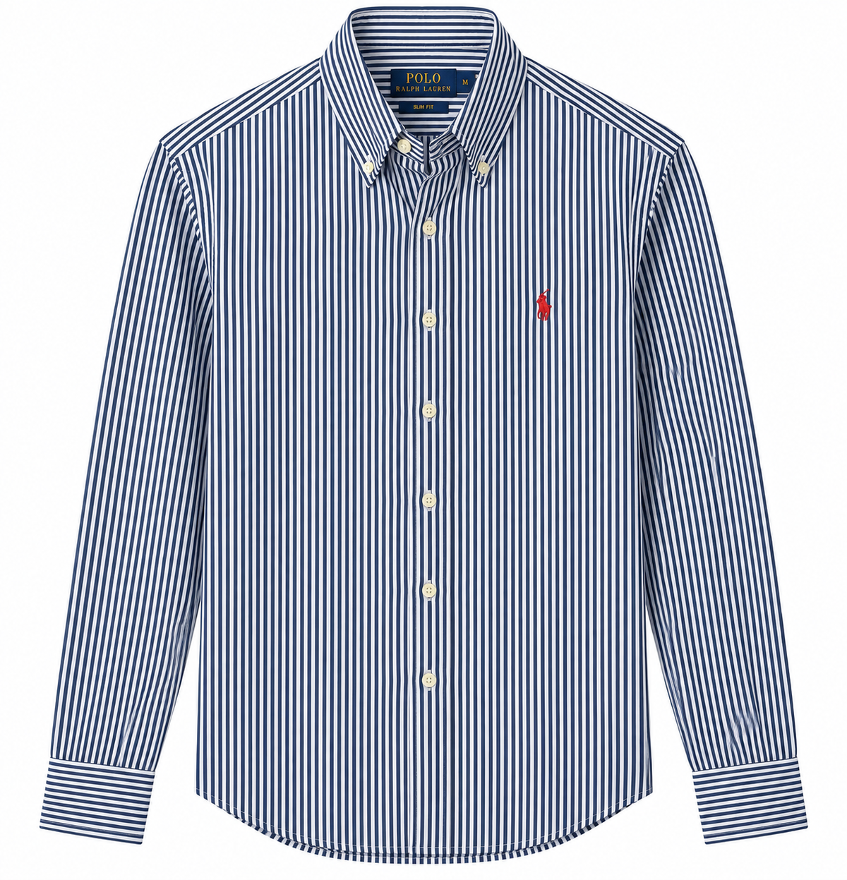 Cămașă Polo Ralph Lauren slim fit / logo roșu / bumbac / dungi navy inchis