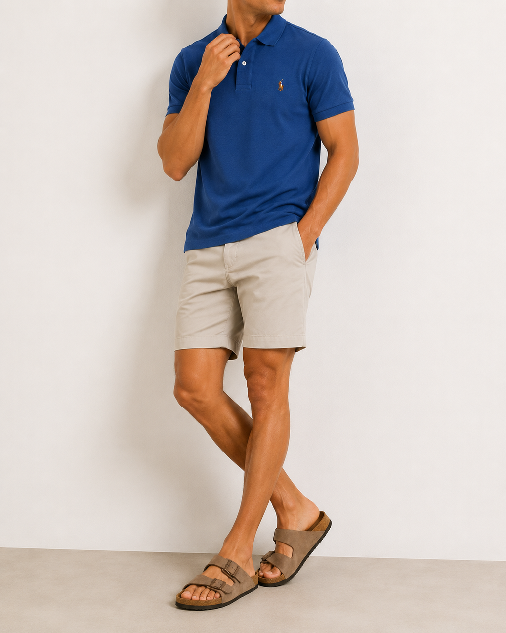 Tricou Polo Ralph Lauren clasic / custom slim fit/ logo multicolor / albastru light