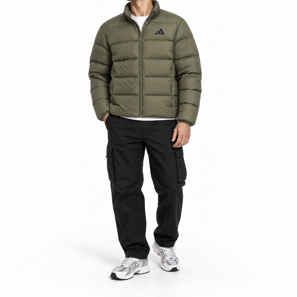 Jacheta Puffer Adidas Performance / logo print / khaki-military green