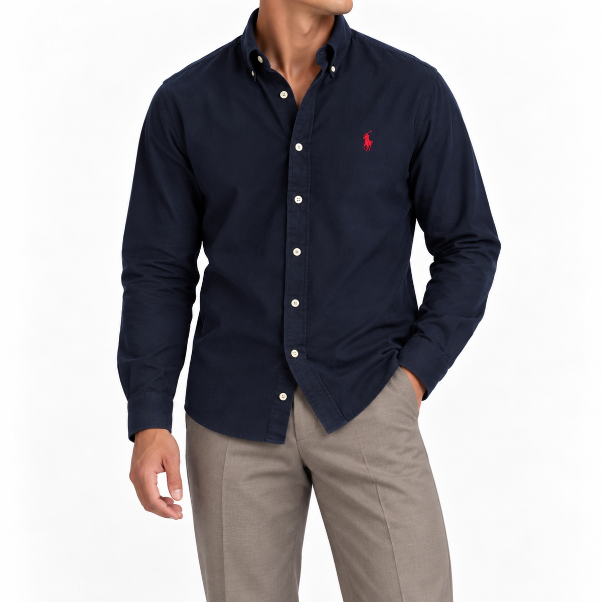 Cămașă Polo Ralph Lauren regular fit / bumbac plin / logo roșu / dark navy