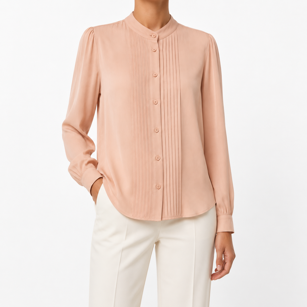 Cămașă premium Madeleine / 100% mătase naturală / peach-nude