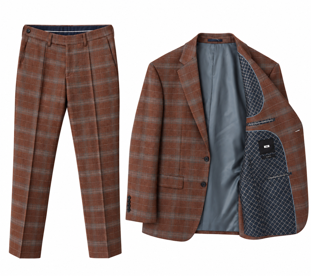 Costum premium WE 100% lână virgină / tartan print / slim fit