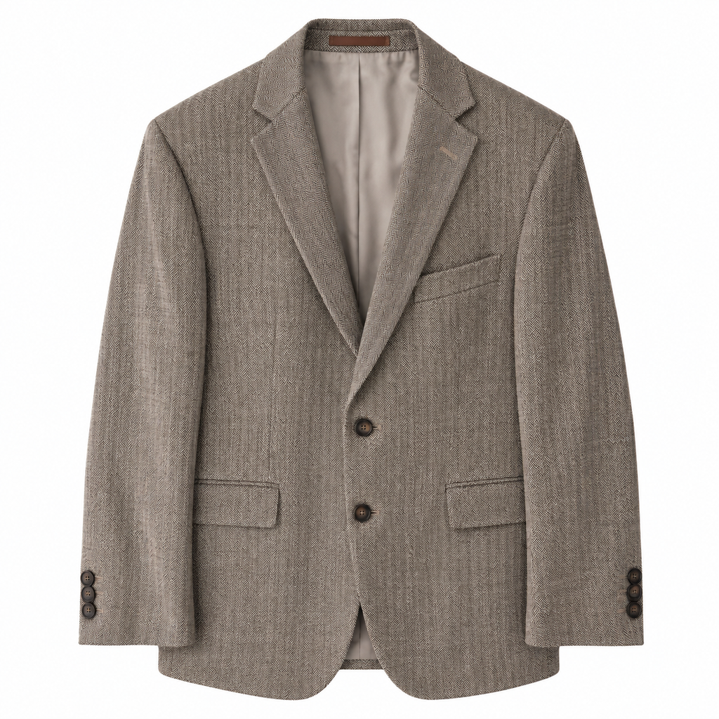 Blazer vintage Carl Gross / amestec de mătase, stofă de lână virgină și in / bej-maro