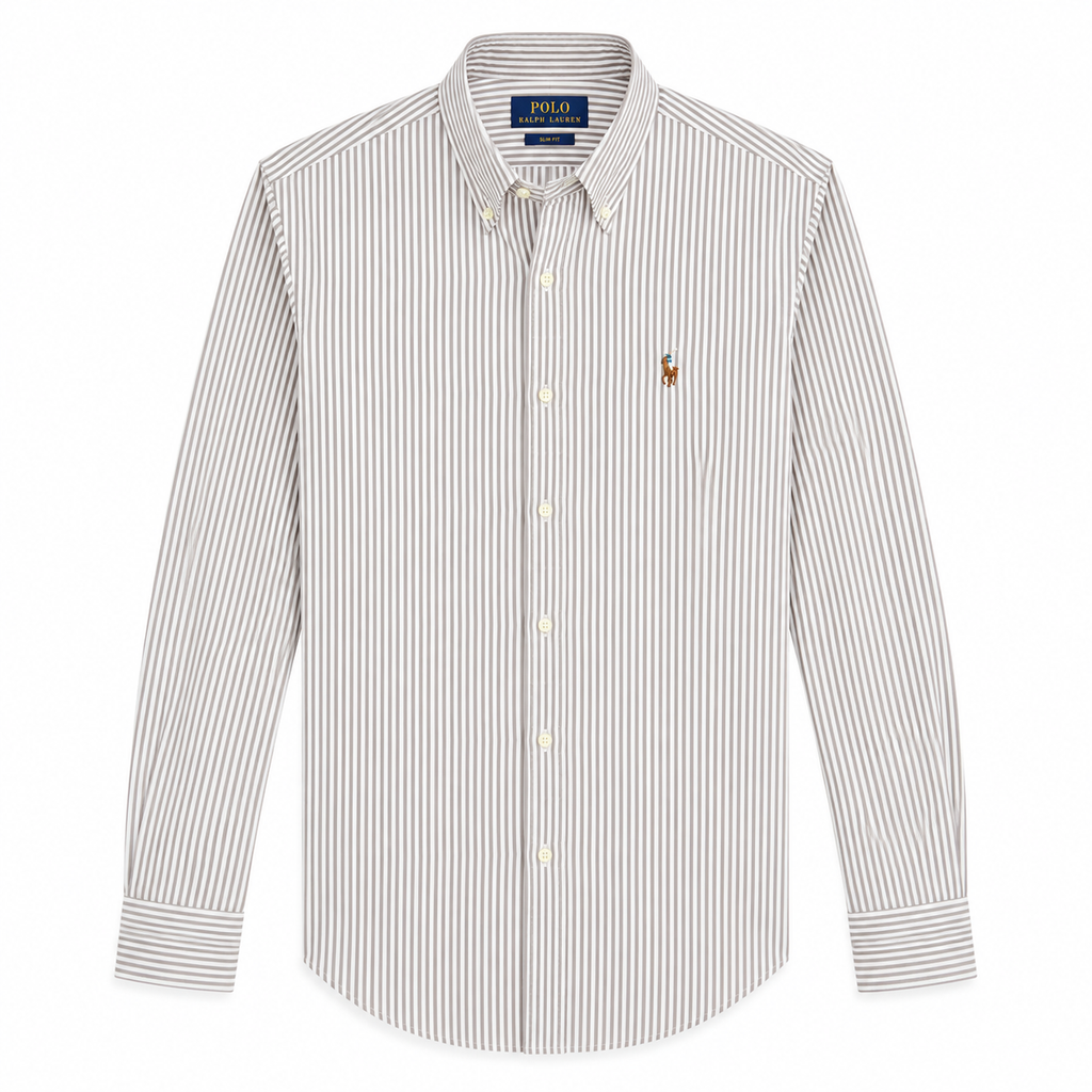 Cămașă Polo Ralph Lauren slim fit / stripped bej/alb