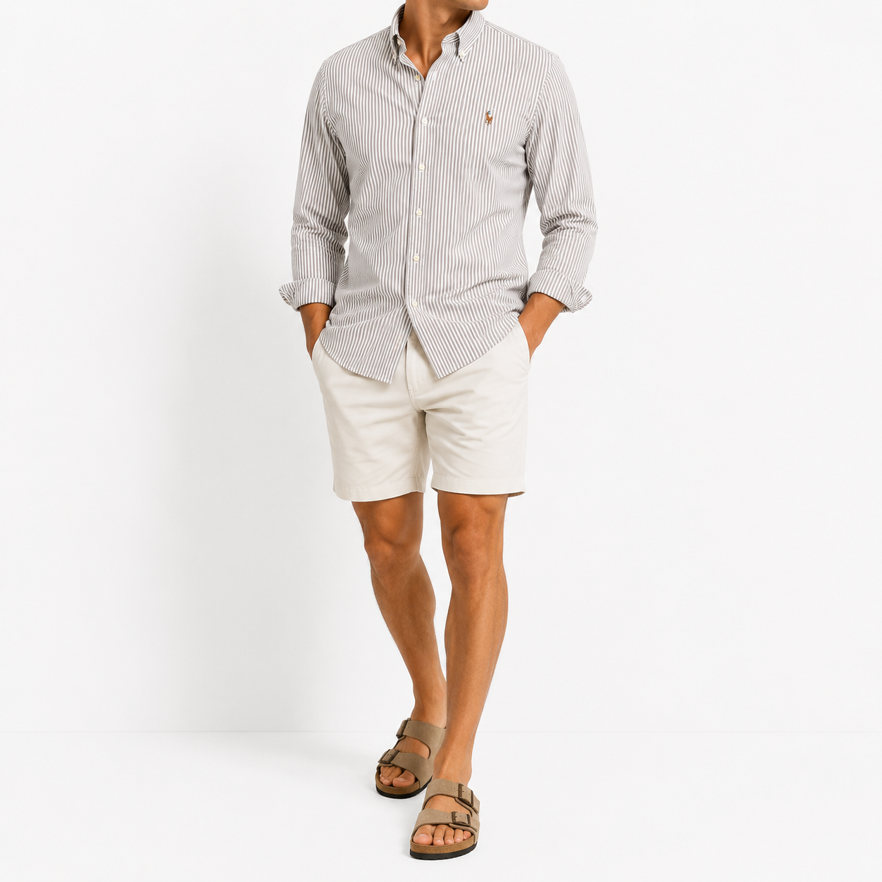 Cămașă Polo Ralph Lauren slim fit / stripped bej/alb