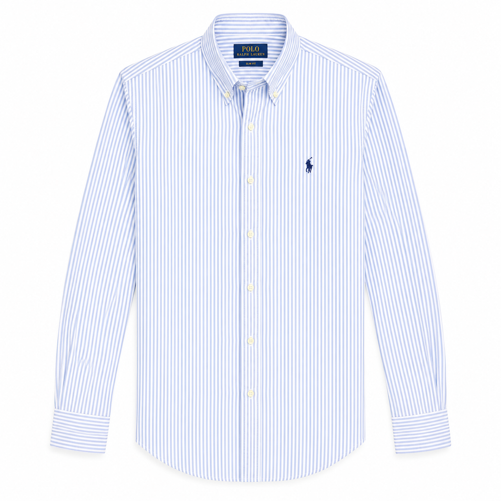Cămașă Polo Ralph Lauren slim fit / dungi albastru/alb / logo albastru