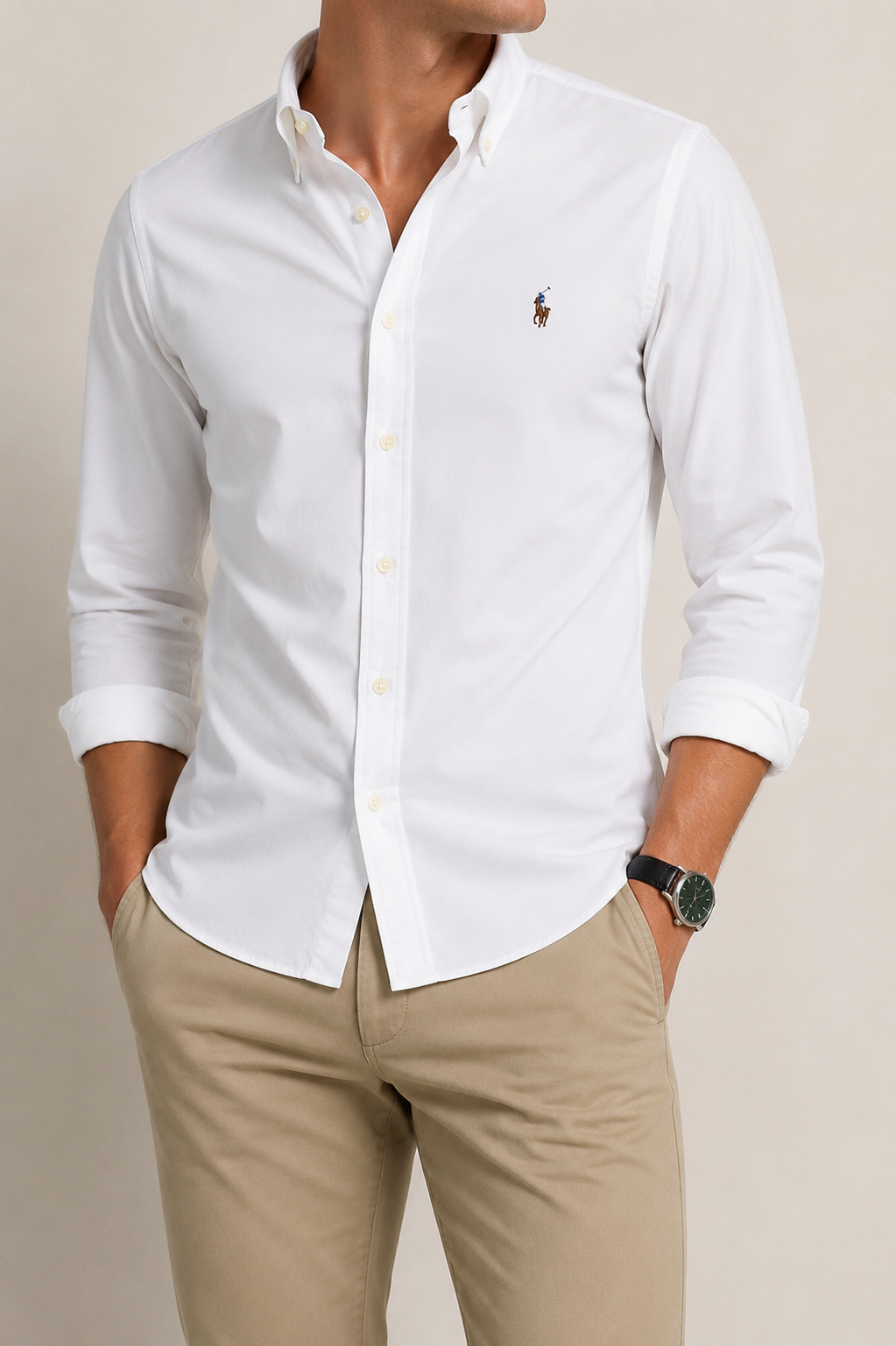 Cămașă Polo Ralph Lauren Custom Slim Fit Albă