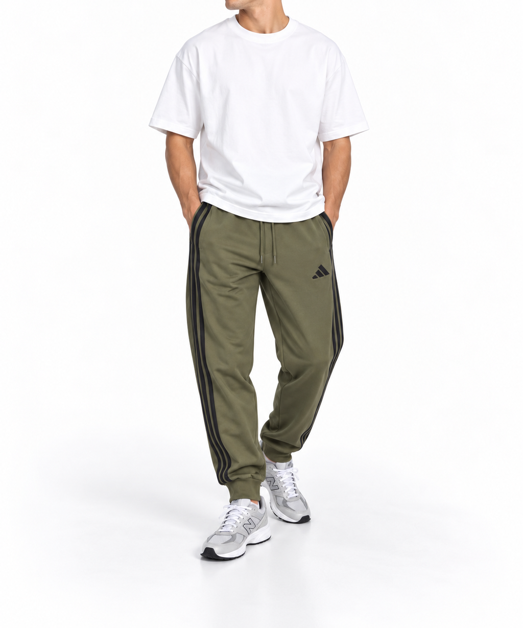 Pantaloni Adidas Performance joggers / broderie logo / relaxed fit / khaki / bumbac