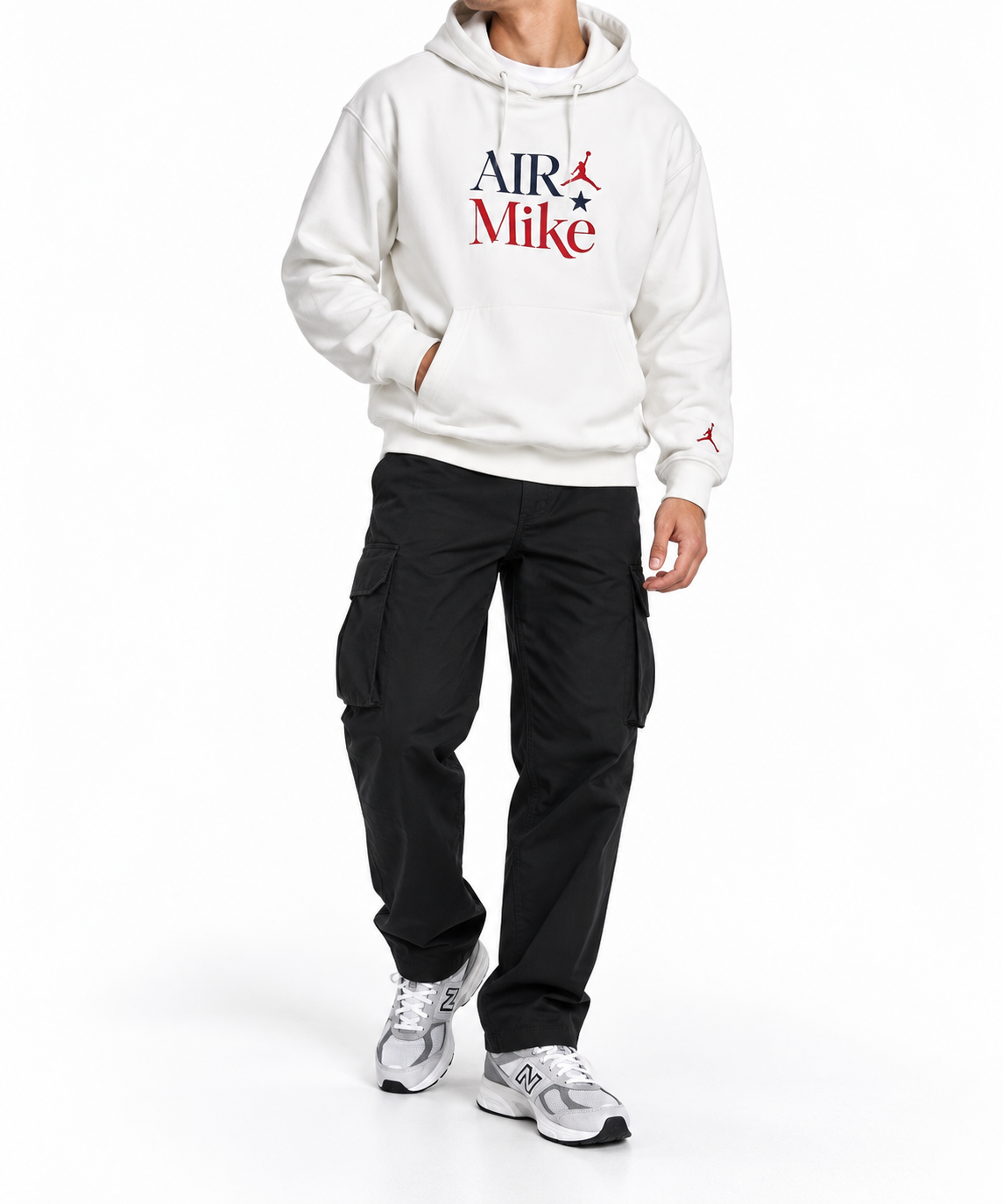 Hanorac Nike Jordan / logo print față-spate / alb