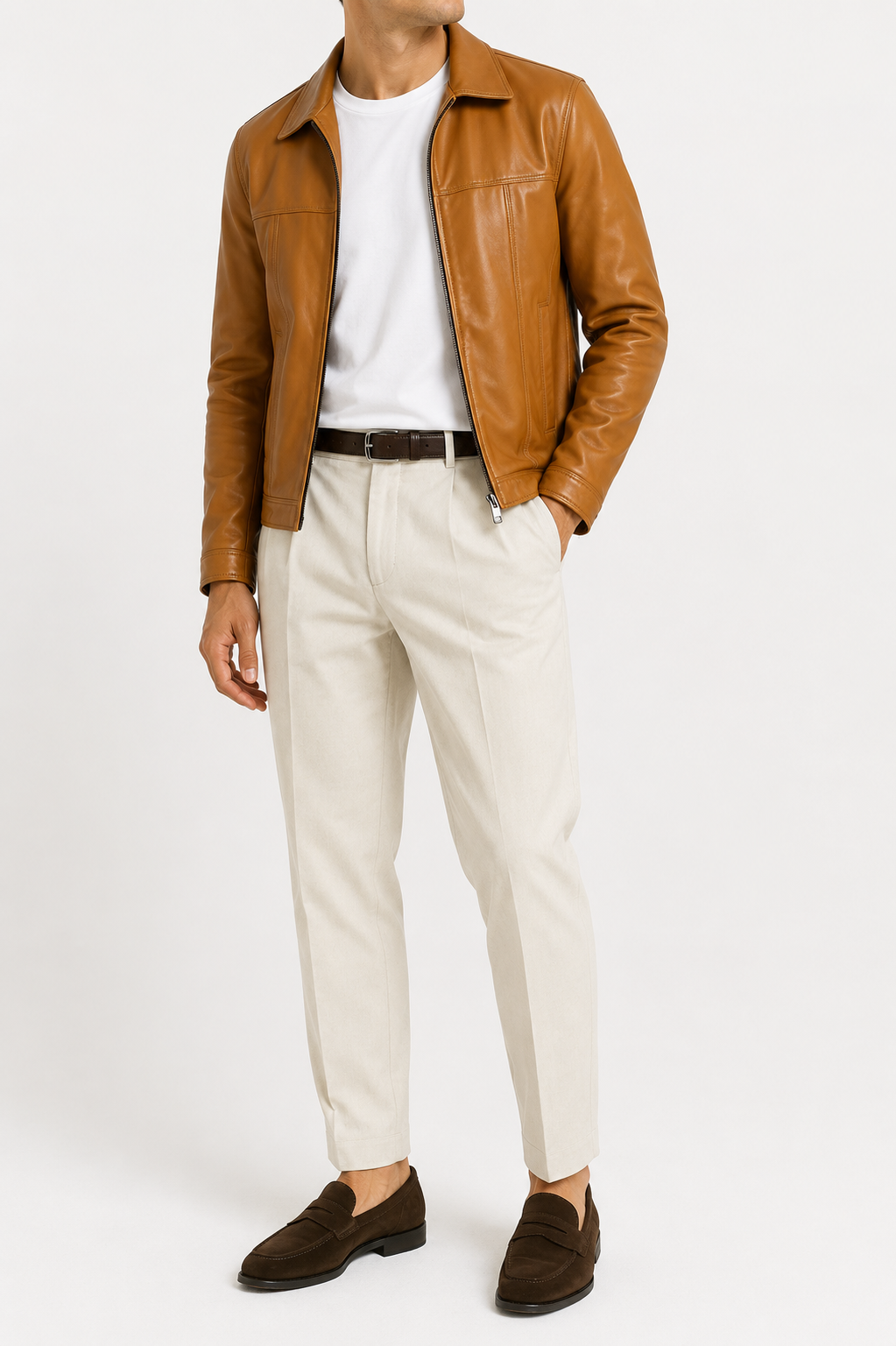 Jacheta din piele naturala / italian slim fit / vera pelle