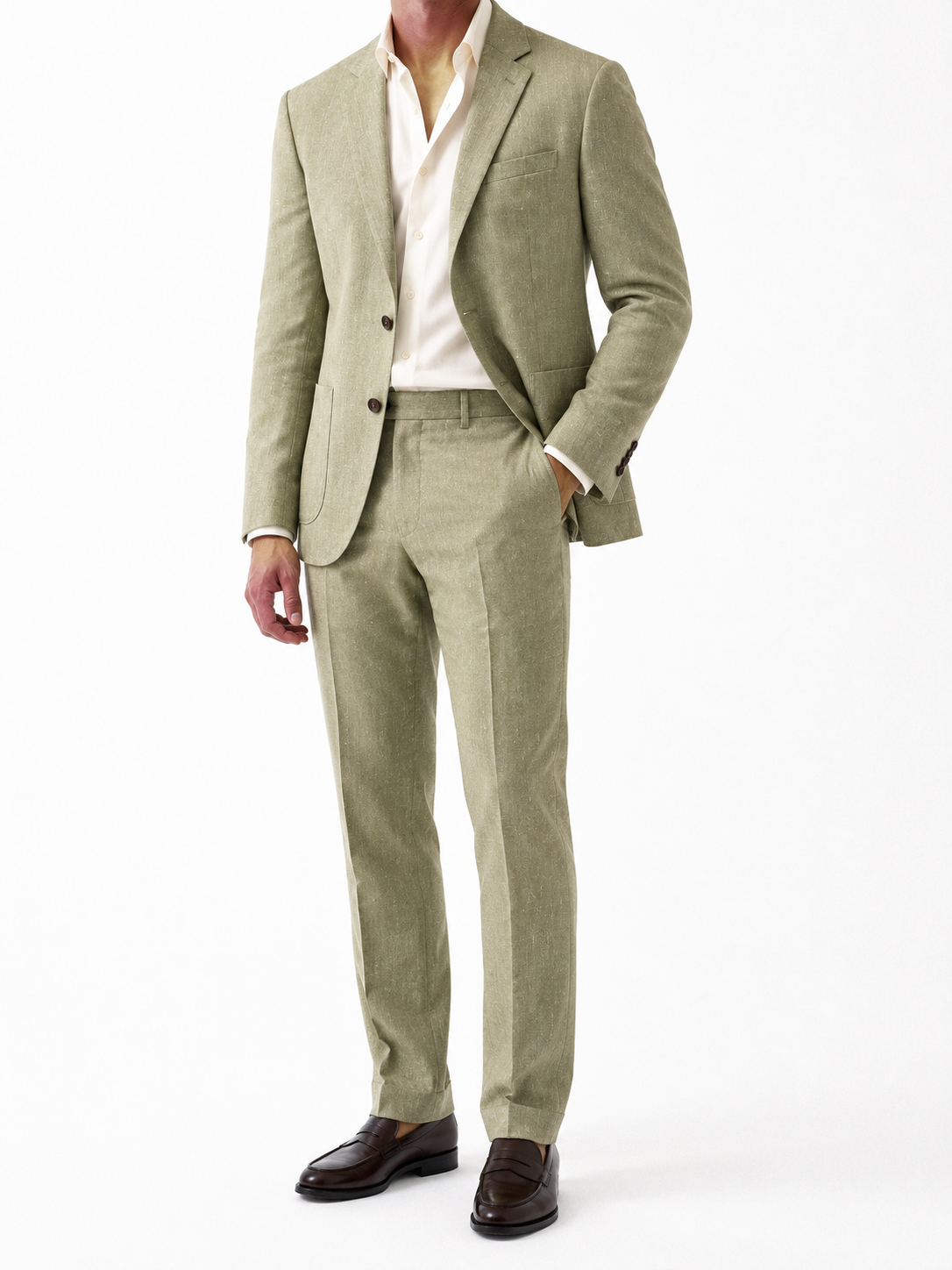 Costum premium Marciano Guess / amestec de in și bumbac / verde olive