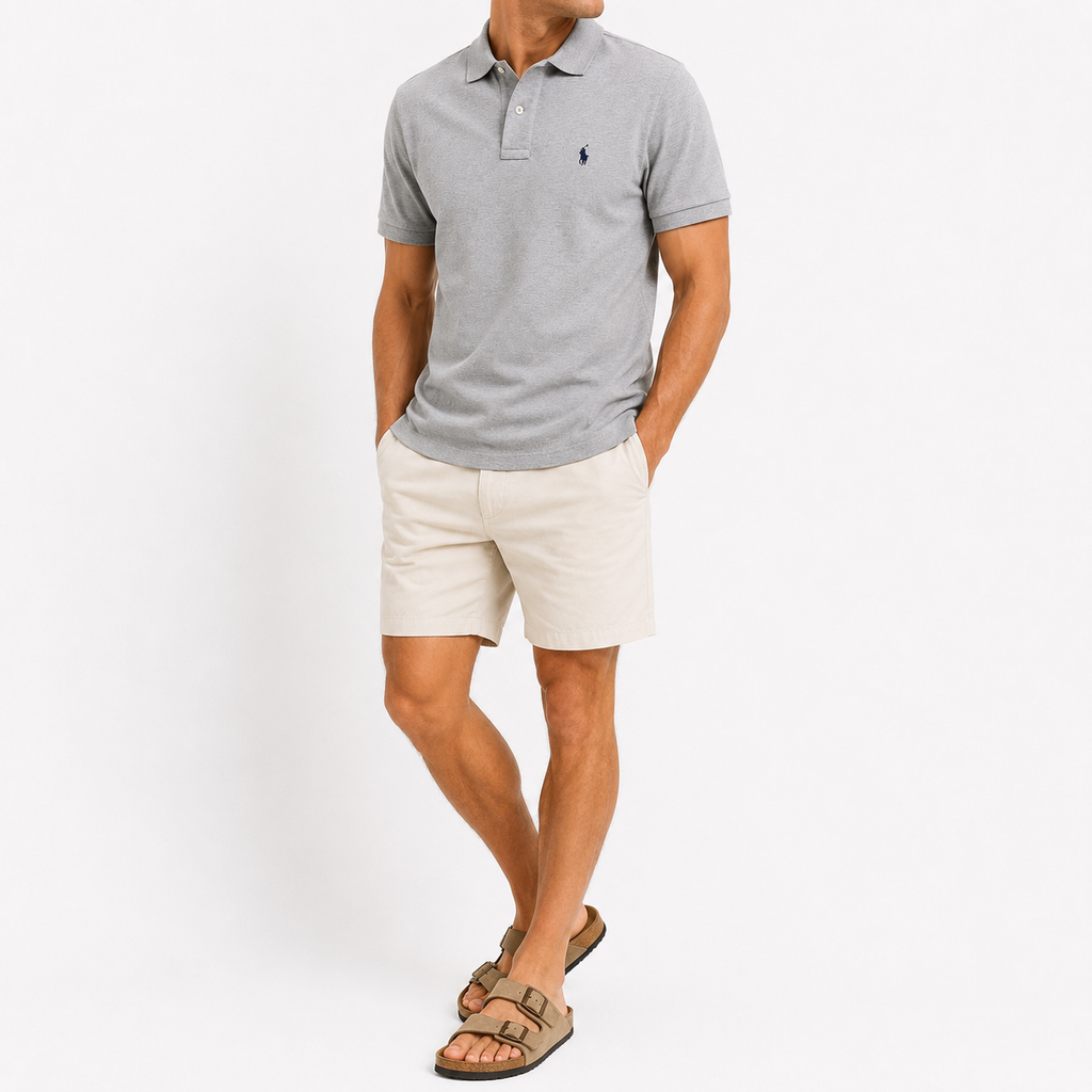 Tricou polo Polo Ralph Lauren clasic / custom slim-fit / gri